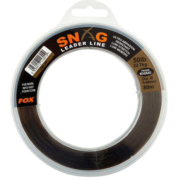 FOX-SNAG-LEADER-LINE-KHAKI FOX SNAG LEADER LINE KHAKI 50LB 22,7KG 0,66MM 80MT