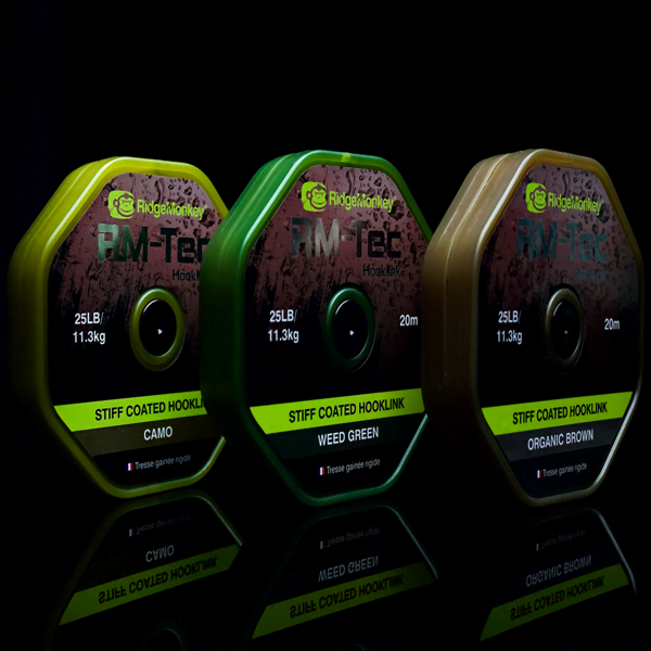 RIDGEMONKEY-STIFF-COATED RidgeMonkey RM-Tec Stiff Coated Hooklink Organic Brown