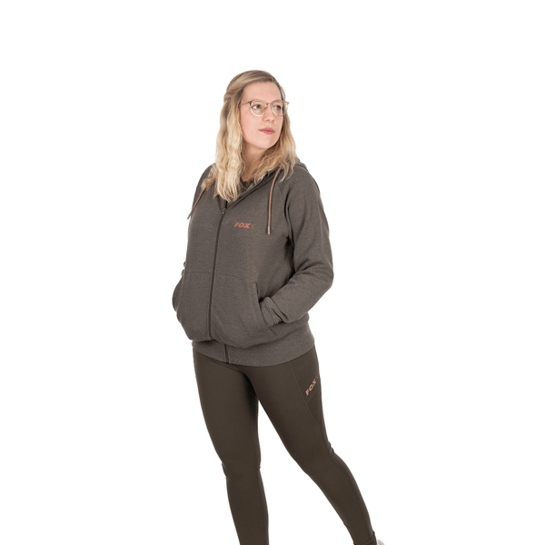 FOX WOMENS ZIPPED HOODY OLIVE MARL MAUVE 1