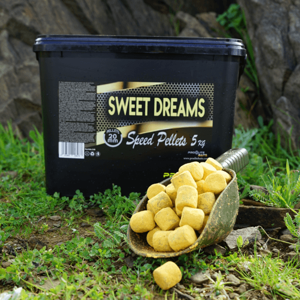PRO ELITE GOLD SWEET DREAMS SPEED PELLETS 5KG 1 Pro Elite Baits Sweet Dreams Gold Speed Pellets 5kg